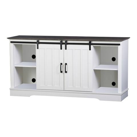 Saint Birch Finley Coastal Farmhouse 56 Inches TV Stand with 2 Barn Doors