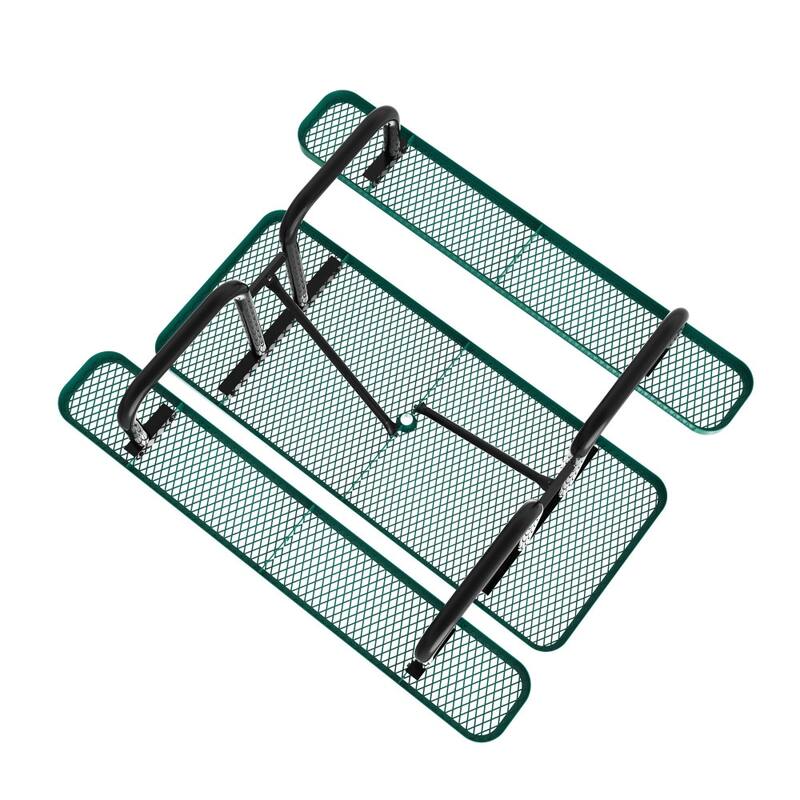Commercial Grade Expanded Mesh Metal Outdoor Picnic Table - 72.25"D x 61.75"W x 29.5"H