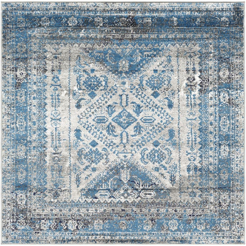 Livabliss Monte Carlo Updated Traditional Medallion Area Rug - Light Grey - Square - 5' 3" x 5' 3"