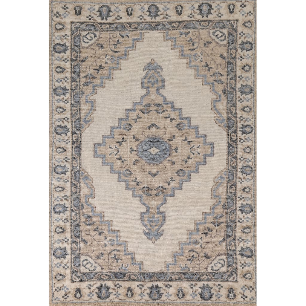 Geometric Moroccan Indian Area Rug Handmade Wool Carpet - 5'3"x 7'11"