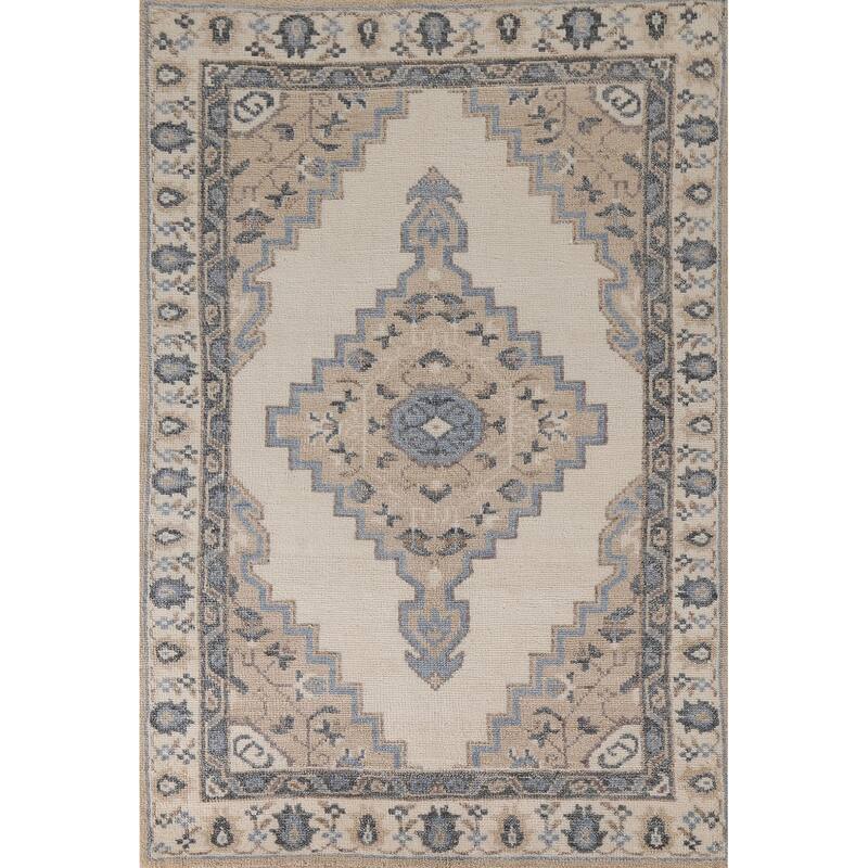 Geometric Moroccan Indian Area Rug Handmade Wool Carpet - 5'3"x 7'11"