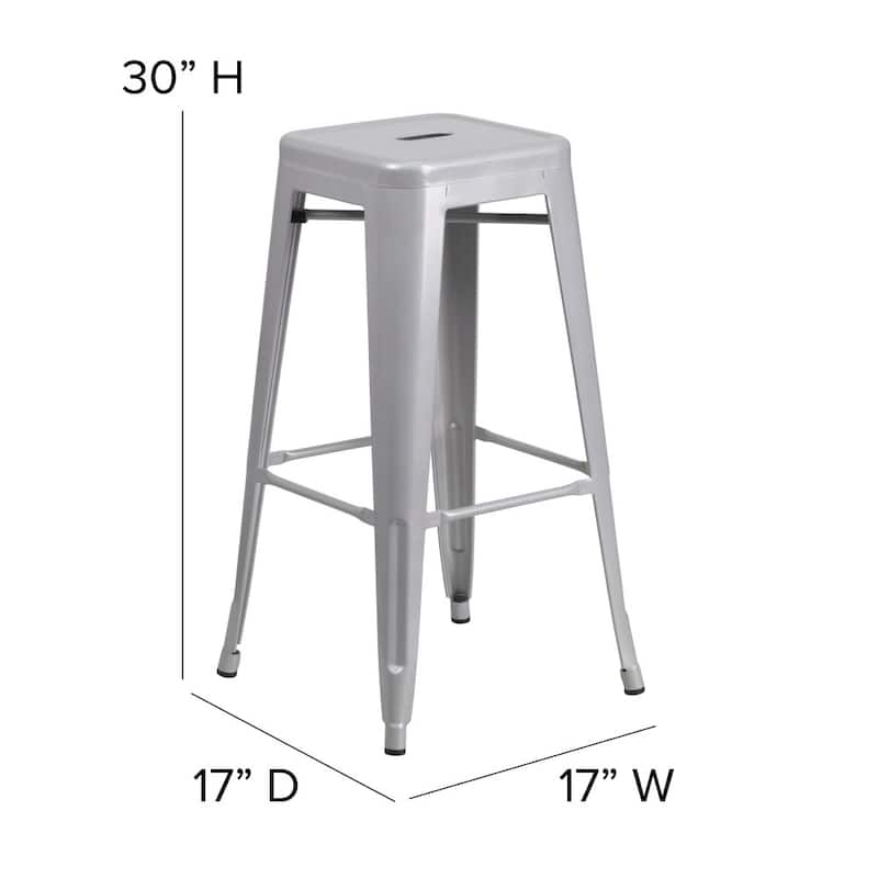 Indoor/Outdoor Backless Bar Stool with Poly Resin Seat