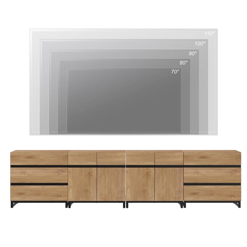 Modern TV Stand for TVs up to 120 Inches, 4-in-1 Media Console with 6 Drawers and Adjustable Shelves, Entertainment Center