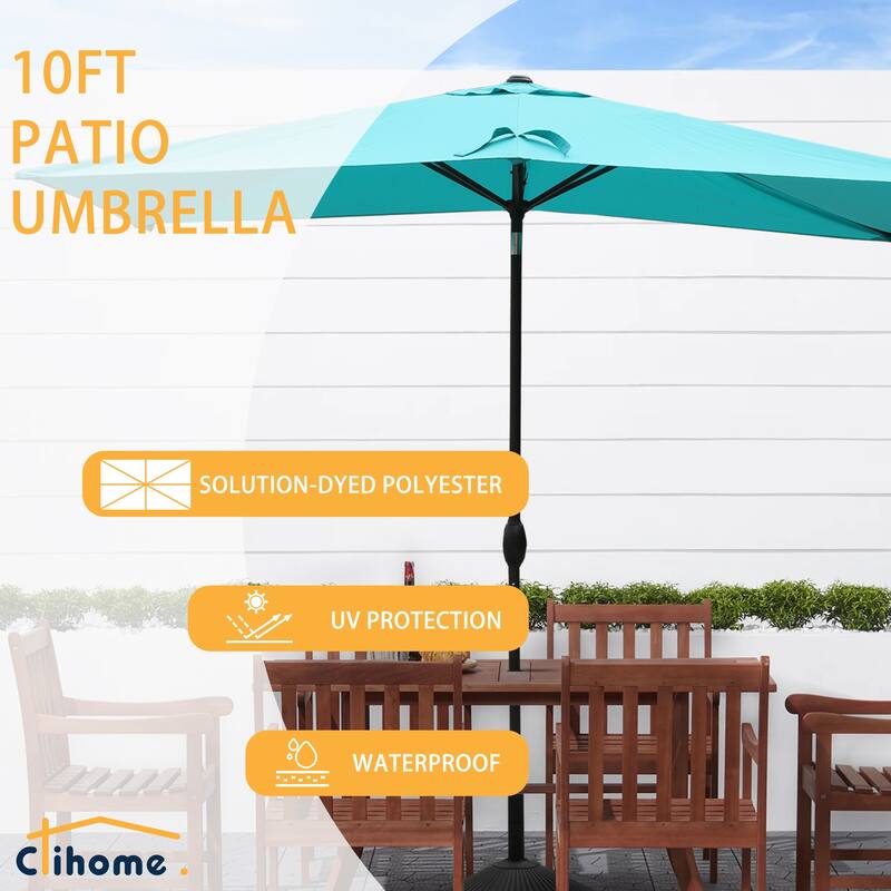 Clihome 10' x 6'5 Aluminum Rectangular Market Umbrella