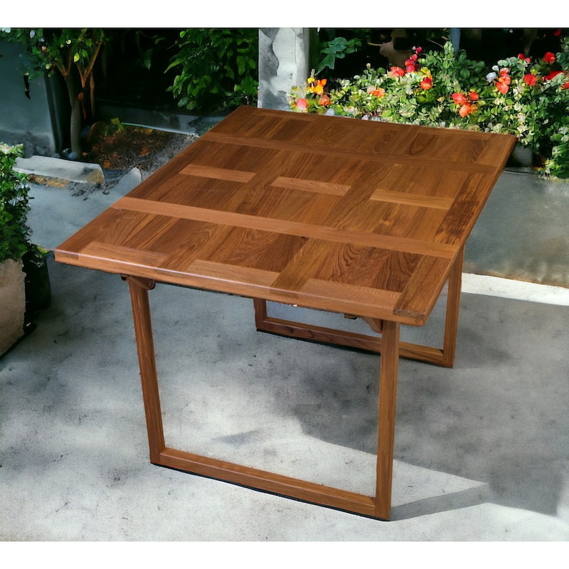 45" Brown Solid Wood Folding Outdoor Side Table - Brown