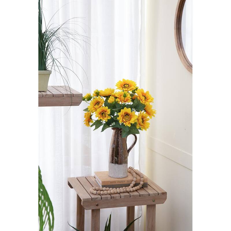 10.2 x 11 x 18.9"H Artificial Yellow Sunflower BushX9,4 Pack