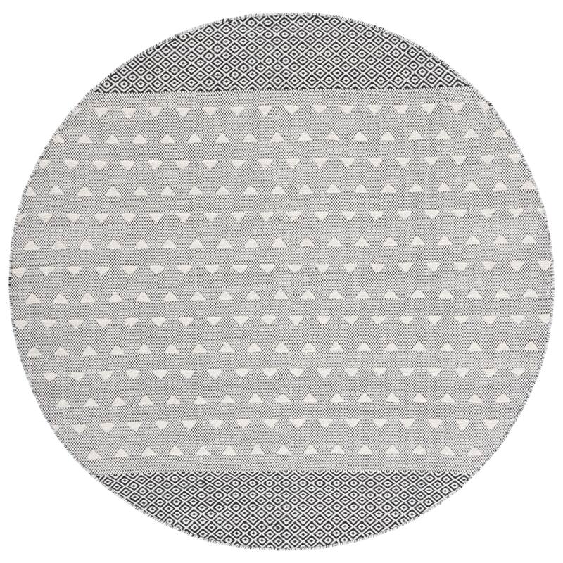 SAFAVIEH Flatweave Vermont Alitsia Boho Wool Rug - 6' Round - Ivory/Black