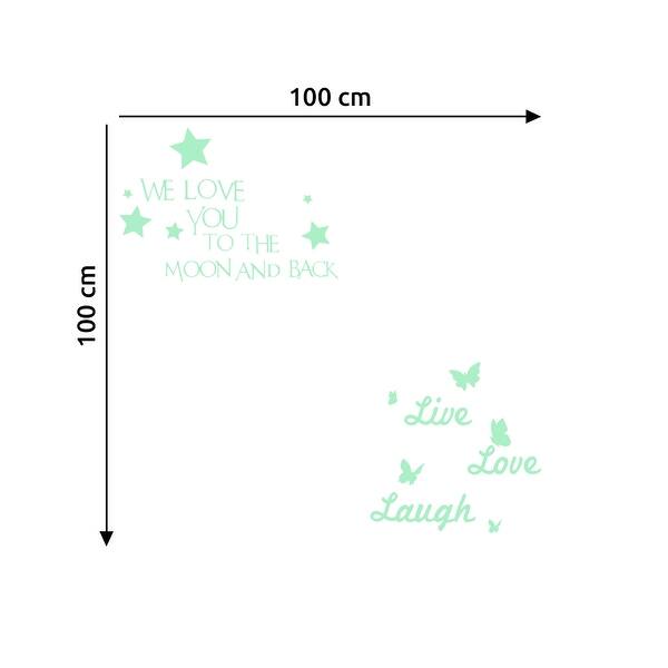 dimension image slide 1 of 2, Walplus Glow In The Dark Wall Sticker Live Love Laugh Stars Room Decor