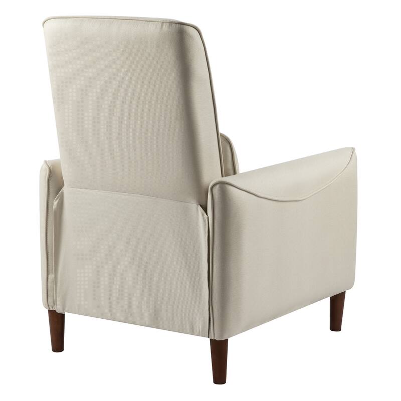 Roomfitters Push Back Recliner Chair, Modern Upholstered Accent Lounge Seating, Beige