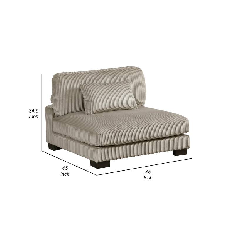 Rix Modular Armless Chair, Lumbar Pillow, Taupe Gray Corduroy, 45 Inch