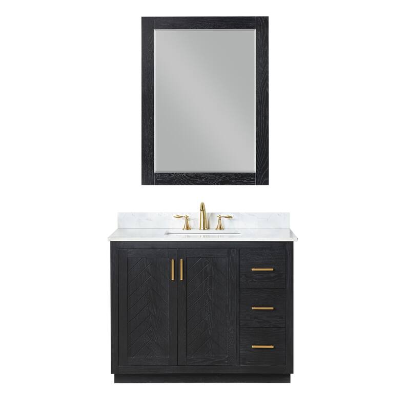 Altair Gazsi Bathroom Vanity with Composite Stone Countertop with Mirror