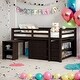 preview thumbnail 1 of 8, Low Study Full Loft Bed with Cabinet and Rolling Portable Desk, Espresso Espresso