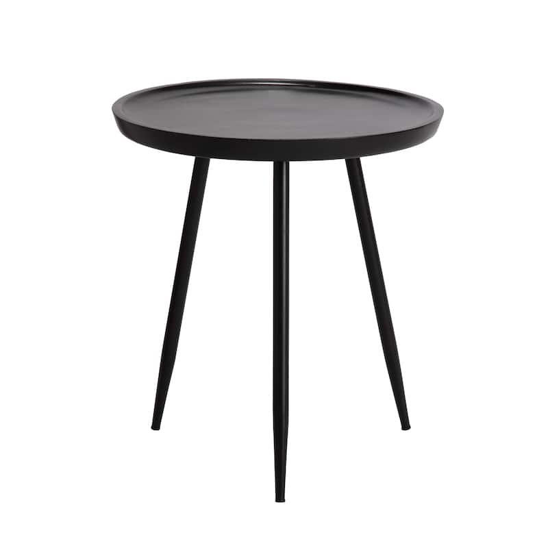 MH London Chervey Natural Mango Wood Living Room Side Table - 21" x 21" x 23.50" - Black - Wood