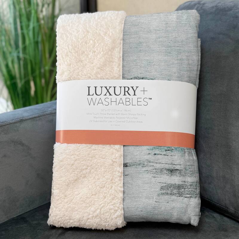 Premium Machine Washable Abstract Modern Sherpa Throw Blanket