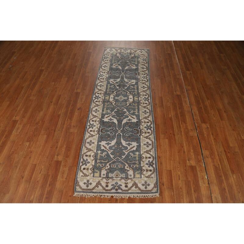 Oushak Style Runner Rug Hand-Knotted Transitional Wool Carpet - 2'6"x 7'11"