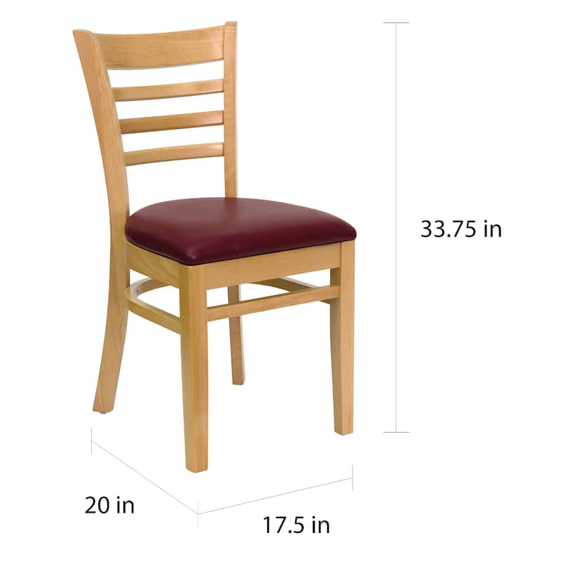 Ladder-back Wood Restaurant Chair - 17.5"W x 20"D x 33.75"H