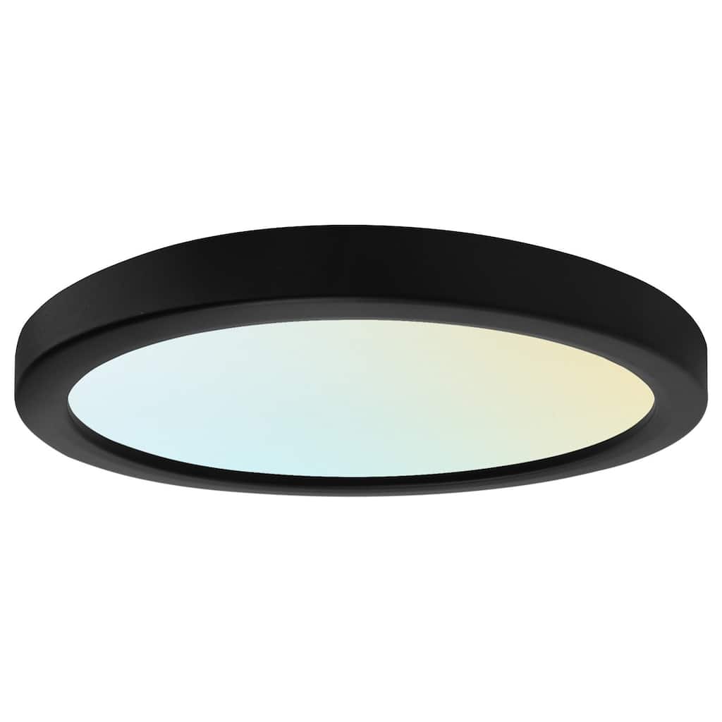 Luxrite 7" LED Flush Mount 15W 3 Color Selectable 900 Lumens Dimmable Round Damp Rated ETL Listed Black Trim