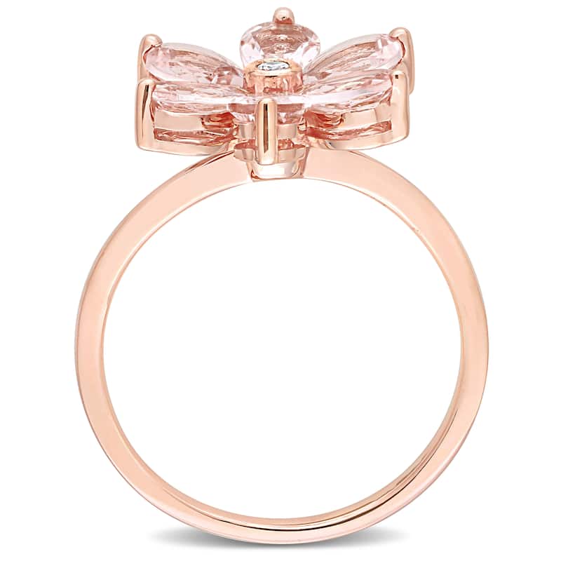 Miadora 10k Rose Pear-cut Morganite and Diamond Accent Floral Ring
