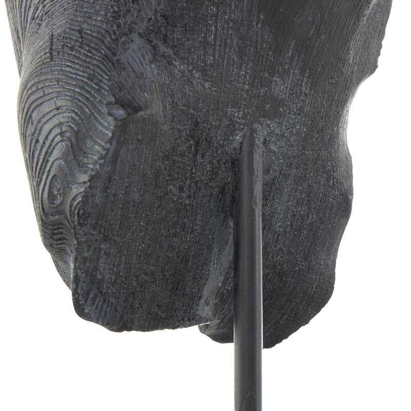 Black Resin Bust Inspired Horse Sculpture with Black Stand