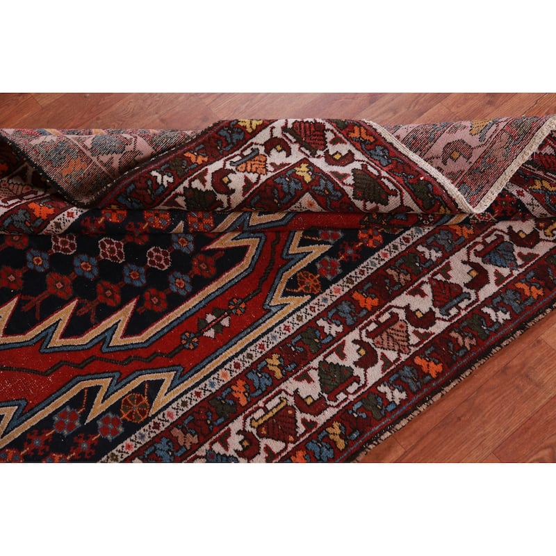 Hand Knotted Oriental 100% Wool Carpet Traditional Medallion Navy Blue & Blues Hamedan Area Rug - 6' 7'' X 4' 2''