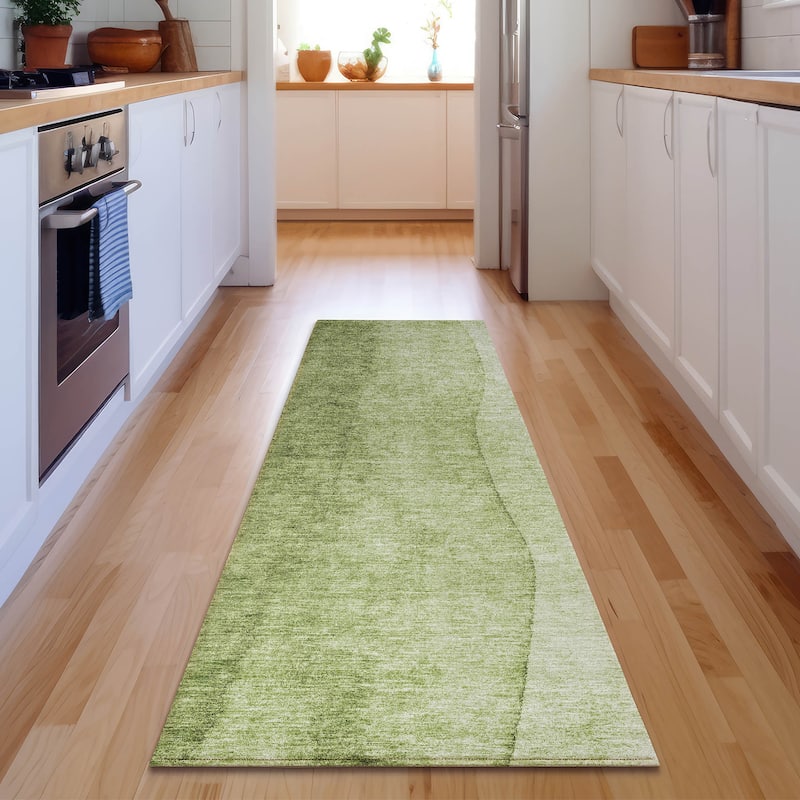 Premium Washable Super Soft Ombre Stripes Mayfield Rug - Olive - 2' 3" x 7' 6" - Runner
