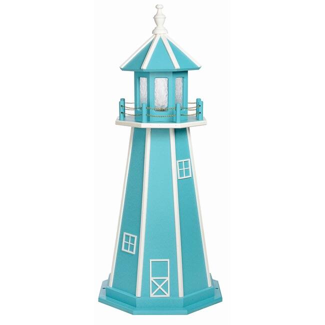 Aruba Blue and White Hybrid Poly and Wood Lighthouse - Standard Light - 5 Foot