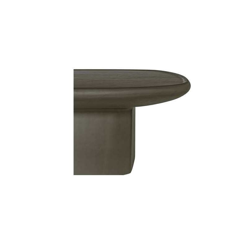 NADAAL STUDIOS Henric Outdoor Coffee Table, Pedestal Concrete with Rounded Edge, Deep Yellow
