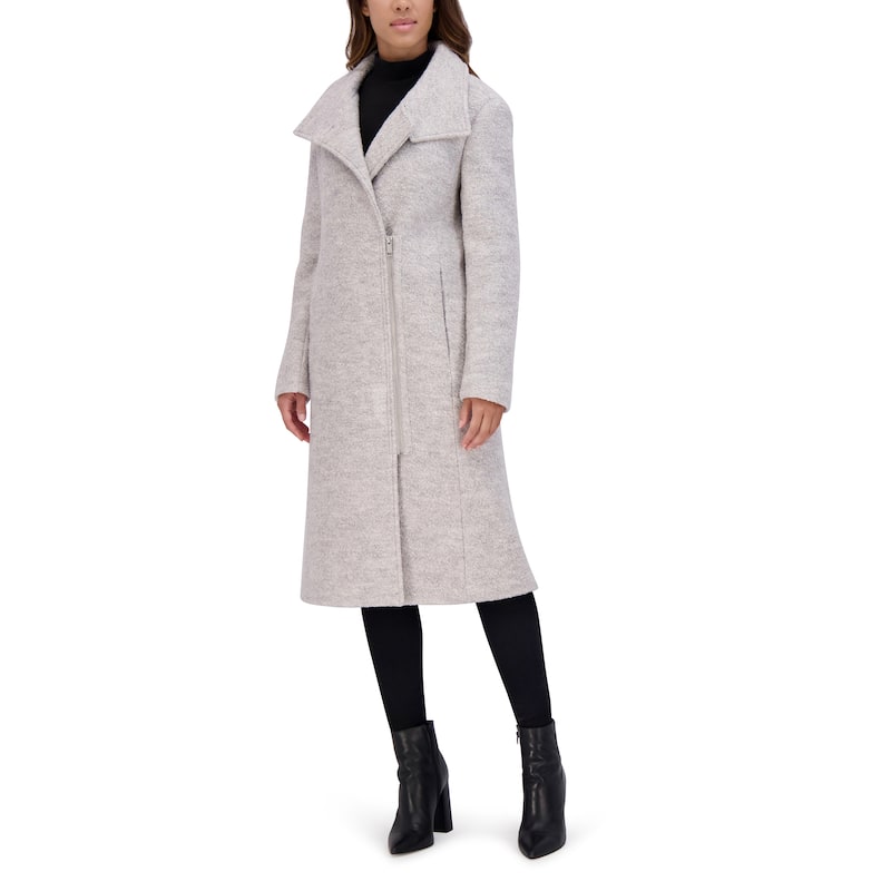Andrew Marc Geller Wool Blend Asymmetrical Zip Coat - Ivory - S