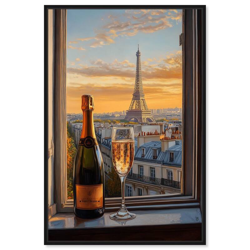 Classy Drink in Paris Canvas by Art Remedy - Black - 36" x 54"