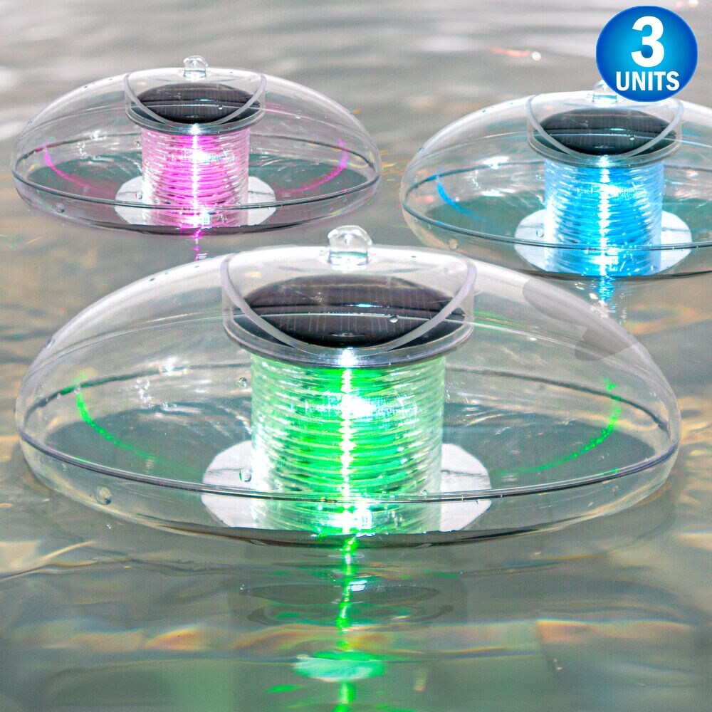 Solar Powered LED Floating Pool Lights 3PC Waterproof Color Changing Rechargeable Orbs for Swimming Pools Ponds more On Sale Bed Bath Beyond 41061898