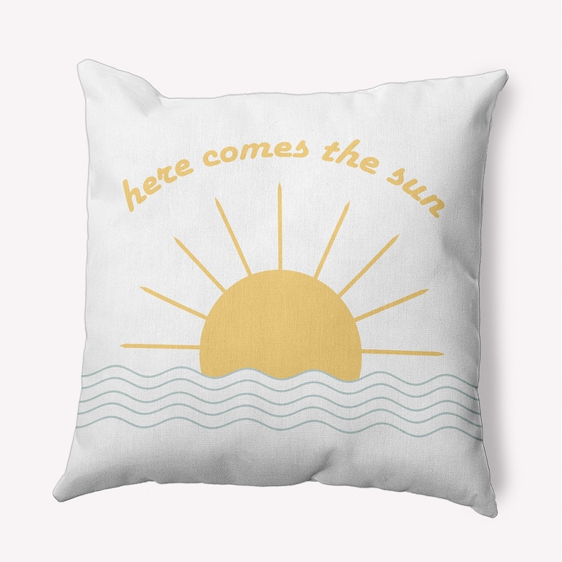 Here Comes The Sun Indoor/Outdoor Throw Pillow - Aqua - 16" x 16"