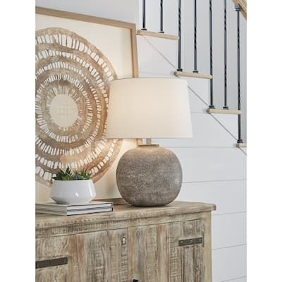 Signature Design by Ashley Neavesboro Antique Brown/White Table Lamp - 17.5" W x 17.5" D x 23.5" H