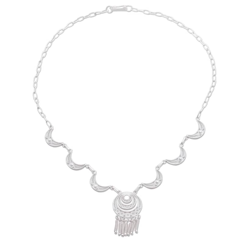 Novica Handmade Andean Moons Sterling Silver Filigree Necklace