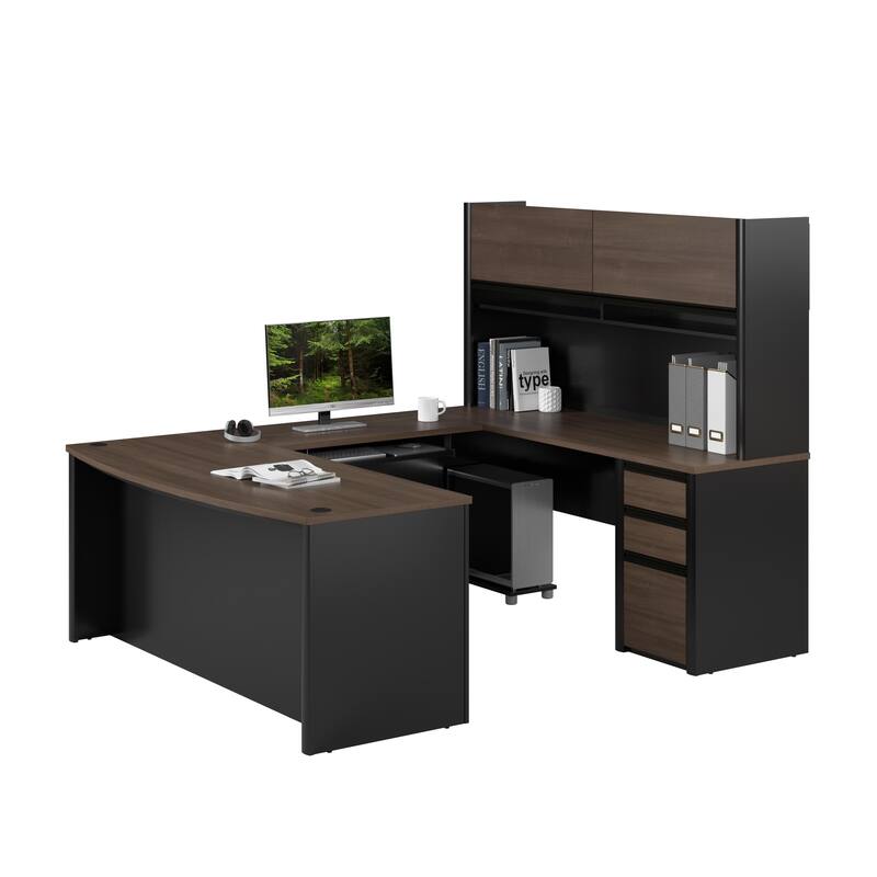 Bestar Connexion U-shaped Workstation Desk Kit - Antigua & Black