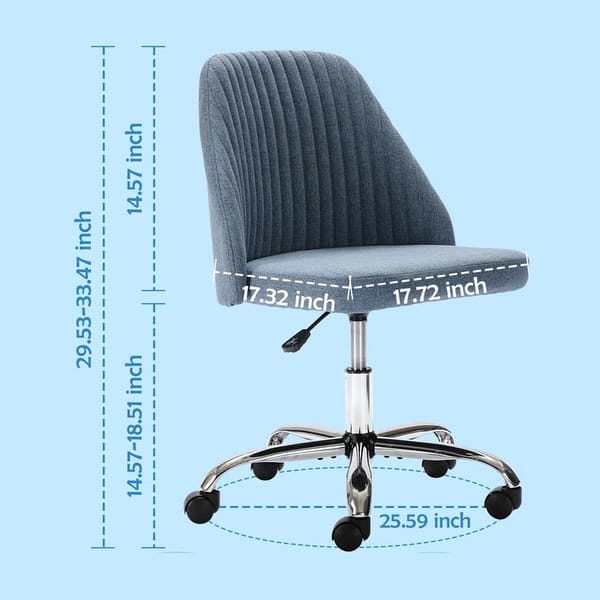 dimension image slide 5 of 6, Home Office Chair Twill Fabric Ergonomic Desk Chair Computer Task Chair Vanity Chair