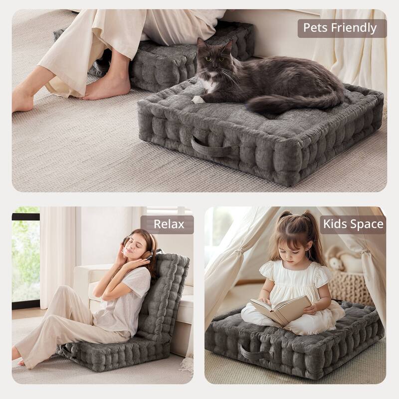 Intelligent Design Azza Poly Chenille Square Floor Pillow Cushion
