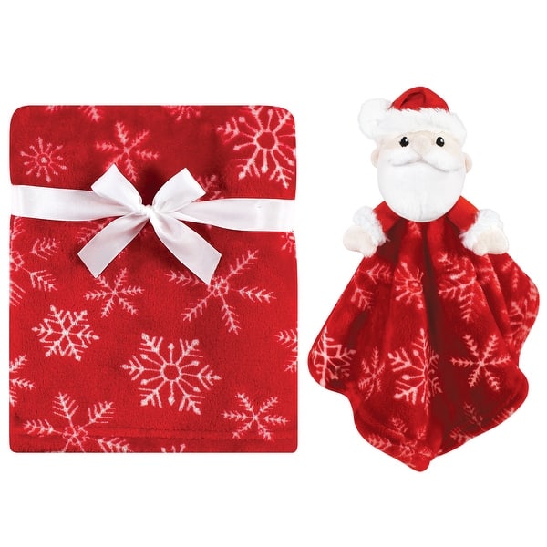 slide 1 of 1, Hudson Baby Unisex Baby Plush Blanket with Security Blanket, Santa Snowflake, One Size - Santa Snowflake - One Size One Size - Santa Snowflake