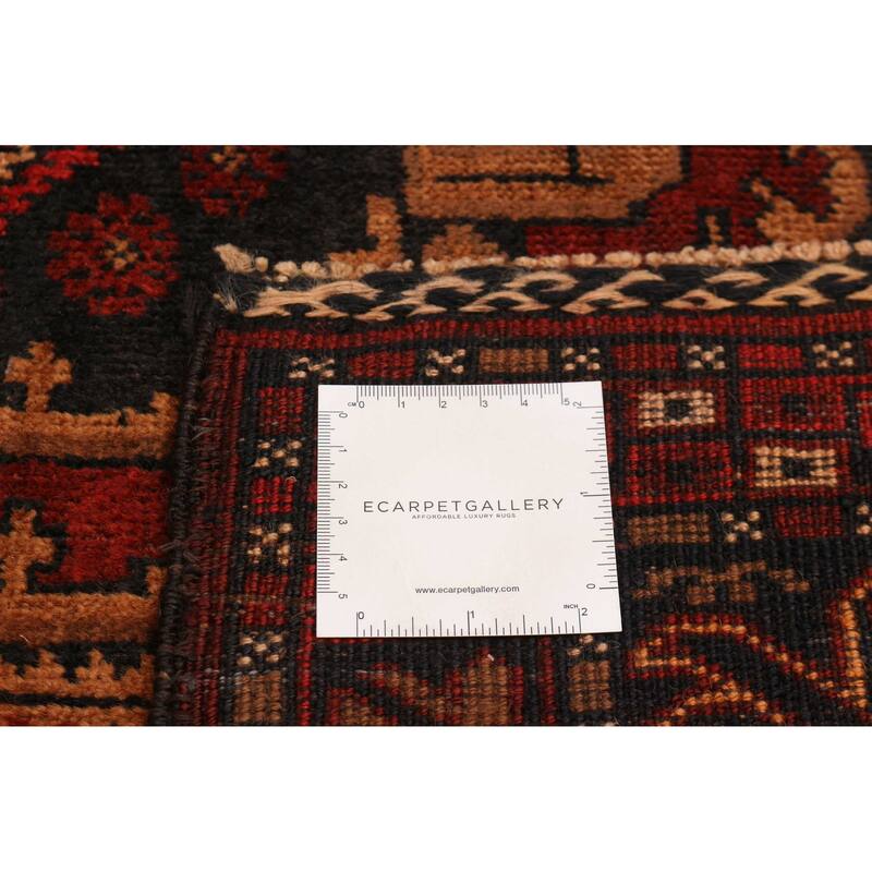 Teimani Black, Red Rug 3'6" x 6'8" - 3'6 x 6'8