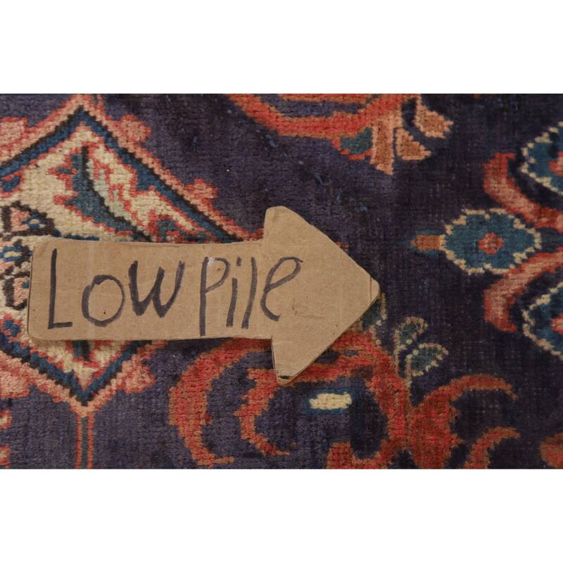Hand Knotted Oriental 100% Wool Carpet Traditional Geometric Navy Blue & Blues Mahal Runner Rug - 10' 8'' X 3' 5''