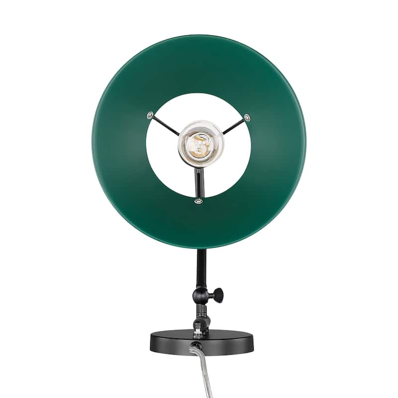 Yep by Golden Lighting Orwell 1-light Swing Arm Wall Lamp in Matte Black and Pine Green shade - 1 Light Articulating Wall Sconce