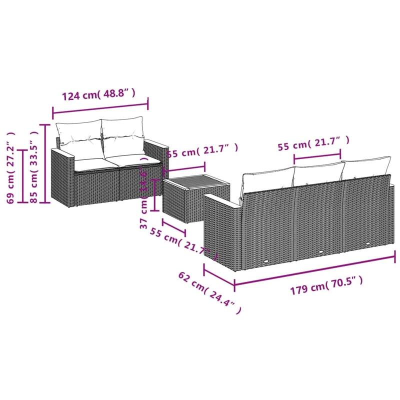 vidaXL Garden Sofa Set Black