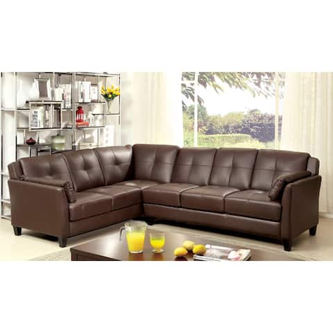 Furniture of America Sier Faux Leather Padded Sectional