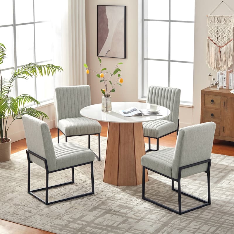 Mid Century Modern Dining Chair with Black Metal Legs