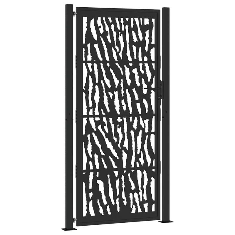 vidaXL Garden Gate Black Steel Leaf Design