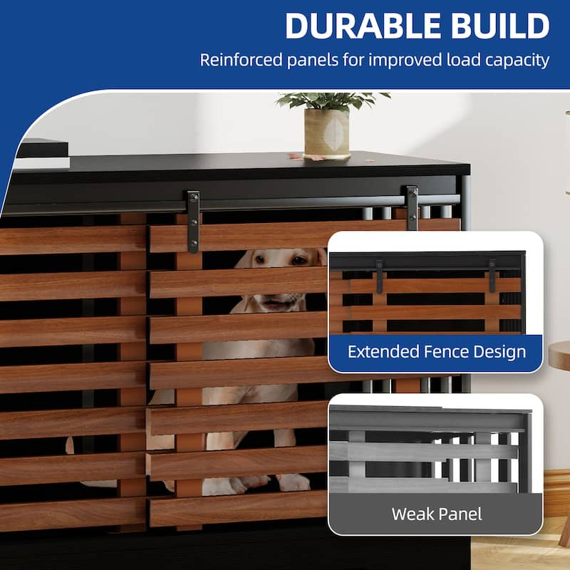 Moasis Wooden Dog Crate with Sliding Door for Medium or Large Dogs Living Room Furniture
