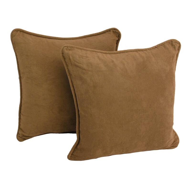 Porch & Den Blaze River 18-inch Microsuede Accent Throw Pillow (Set of 2) - Saddle Brown