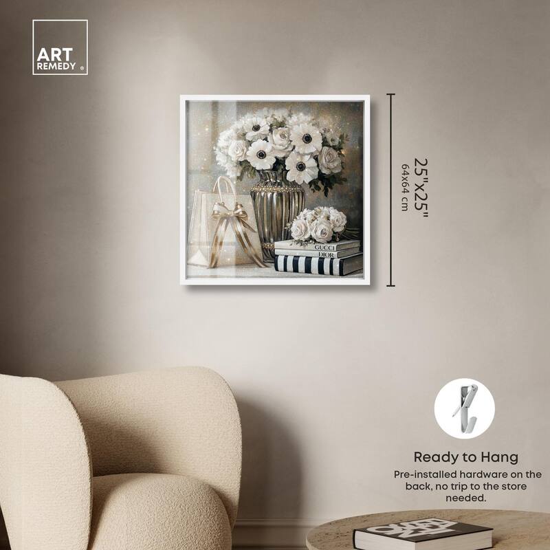 Elegant Flowers Books Neutral Shadowbox by Art Remedy