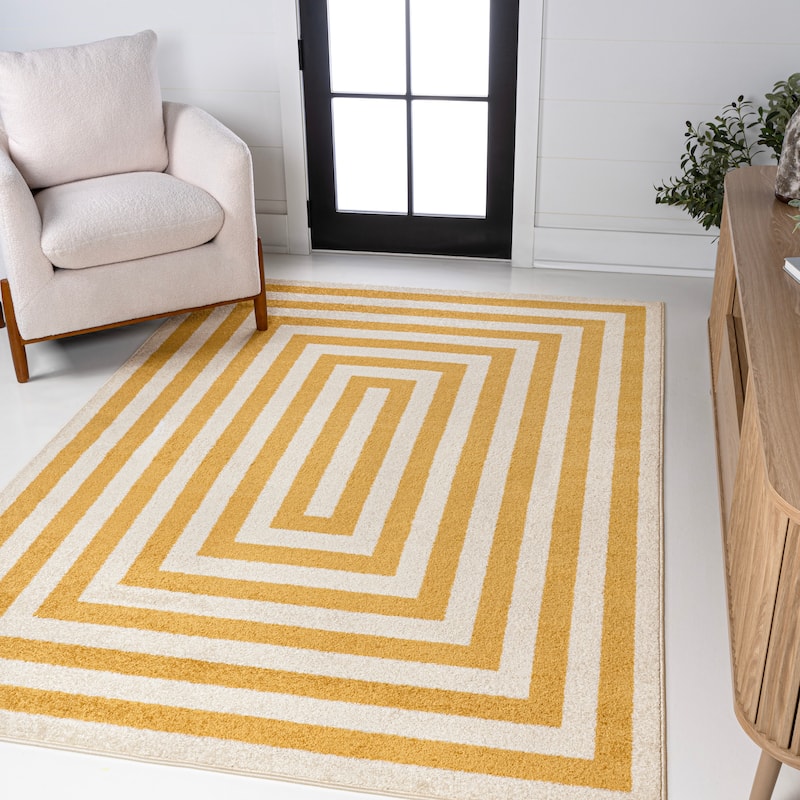JONATHAN Y Olivier Modern Classic Mitre Stripe Brown/Ivory Rug