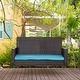 preview thumbnail 10 of 41, Outsunny 2-Person Wicker Hanging Porch Swing Bench Outdoor Chair with Cushions