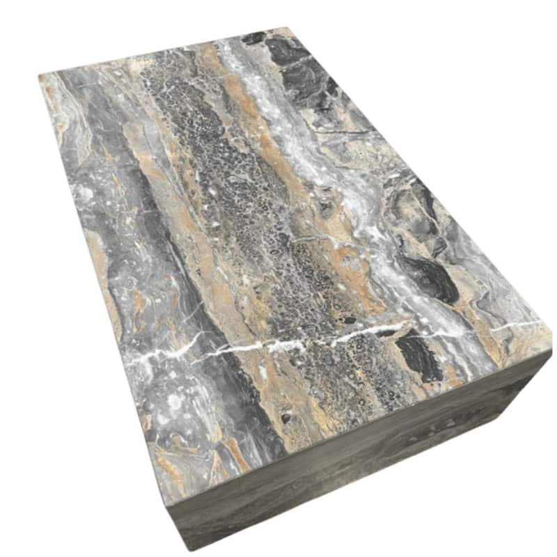 Genuine Marble Block Coffee Table - Grey Galaxy Marble